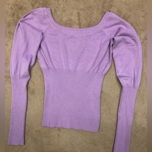 Say What? Women’s Long-Sleeve Off -Shoulder Sweater. Size Large Lavender Lilac